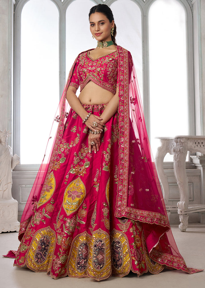 Rani Pink Silk Bridal Lehenga with Heritage Embroidery