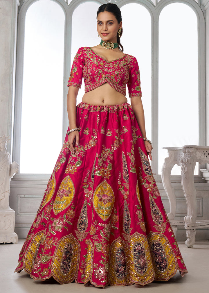 Rani Pink Silk Bridal Lehenga with Heritage Embroidery