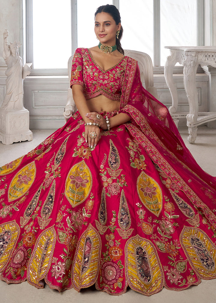 Rani Pink Silk Bridal Lehenga with Heritage Embroidery