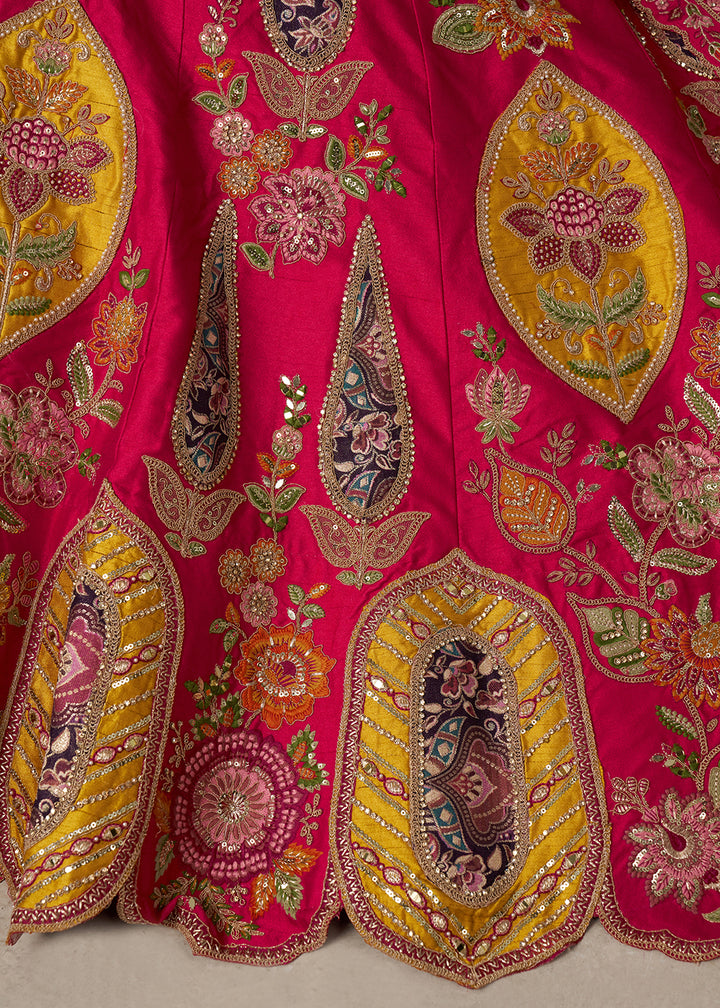 Rani Pink Silk Bridal Lehenga with Heritage Embroidery