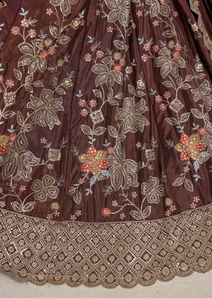 Shades Of Purple Crepe Silk Lehenga Choli with Golden Sequin Embroidery