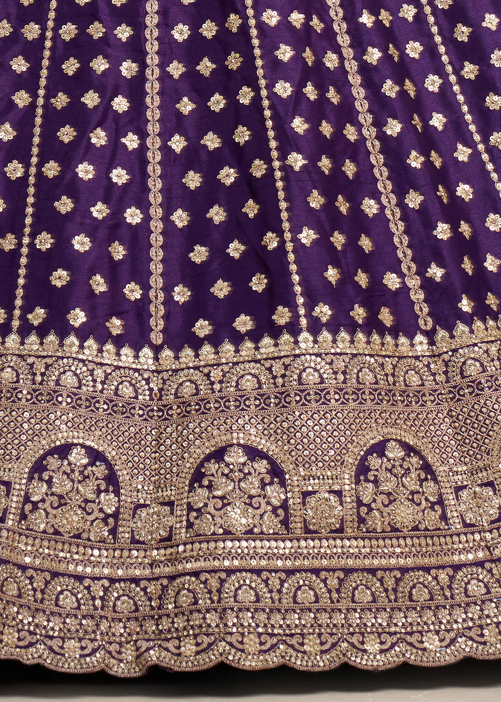 Eggplant Purple Banarasi Silk Lehenga Choli with Heritage Zari & Sequin Embroidery