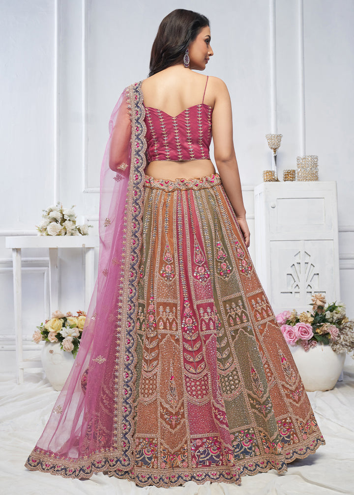 Onion Purple Net Lehenga Choli – Embellished with Sequins, Zari Weaving and Thread work