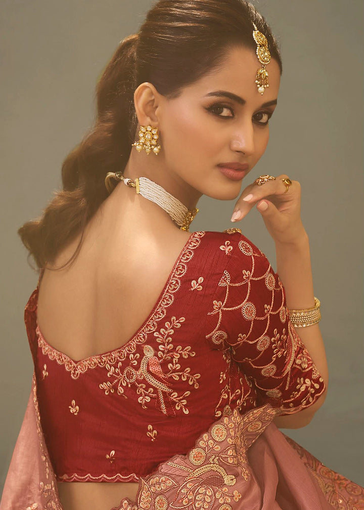 Amber Brown Uppada Silk Saree with Delicate Embroidered Detailing