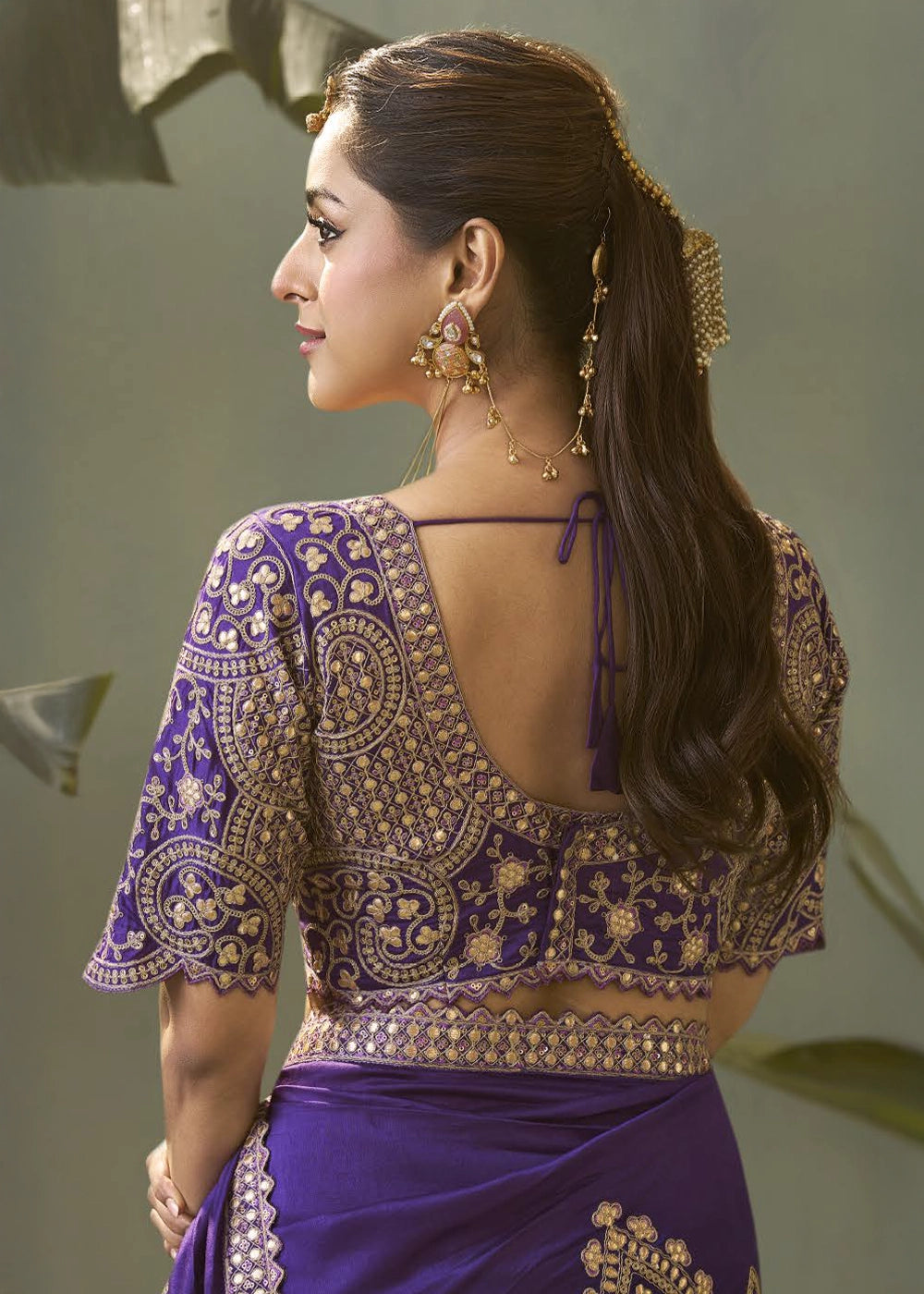 Royal Purple Silk Saree with Fine Gota Patti Embellishment