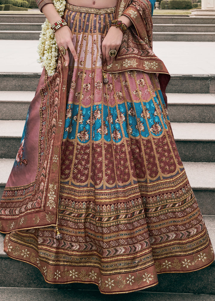 Purple & Brown Embroidered Banarasi Silk Lehenga Choli – Perfect for Weddings