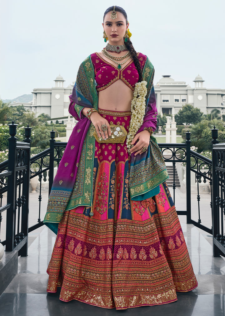 Lollipop Purple Embroidered Banarasi Silk Lehenga Choli – Perfect for Weddings