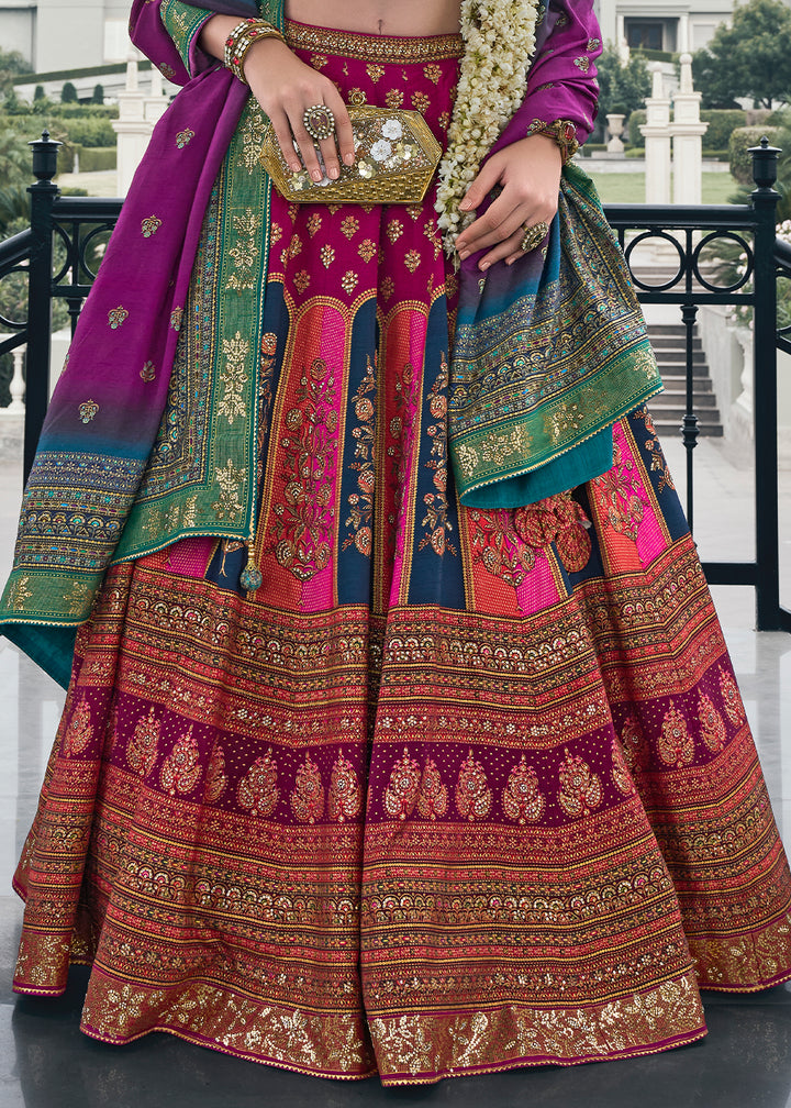 Lollipop Purple Embroidered Banarasi Silk Lehenga Choli – Perfect for Weddings