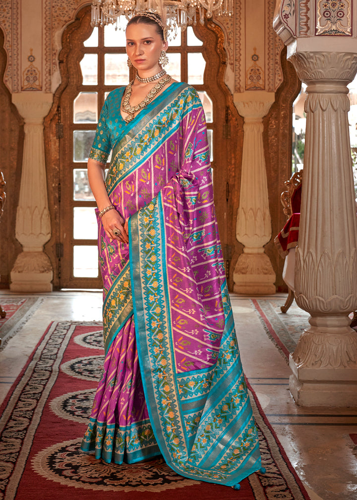 Fandango Purple Patola Printed Traditional Silk Saree