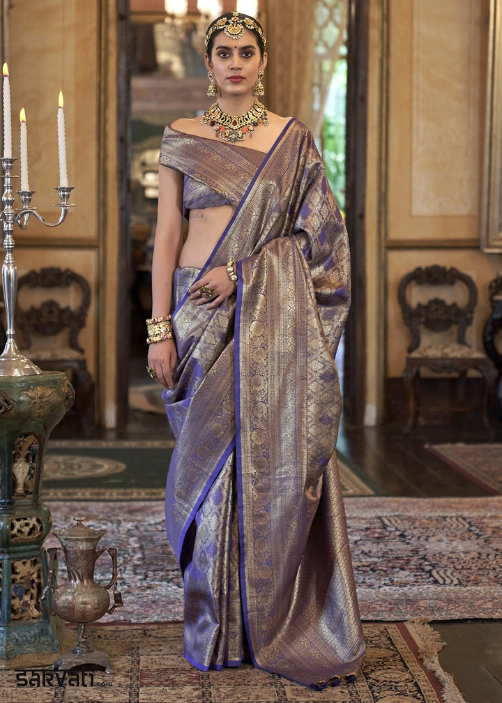 Metallic Purple Tissue Silk Saree with Intricate Zari Weaving