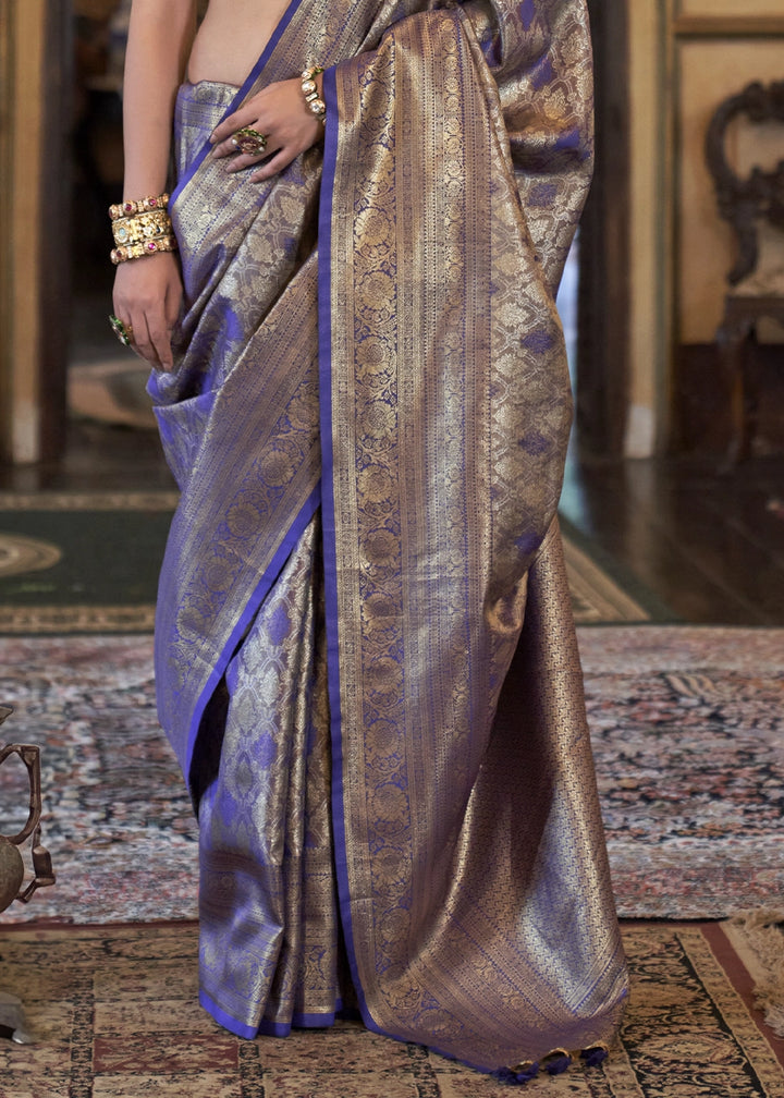 Metallic Purple Tissue Silk Saree with Intricate Zari Weaving