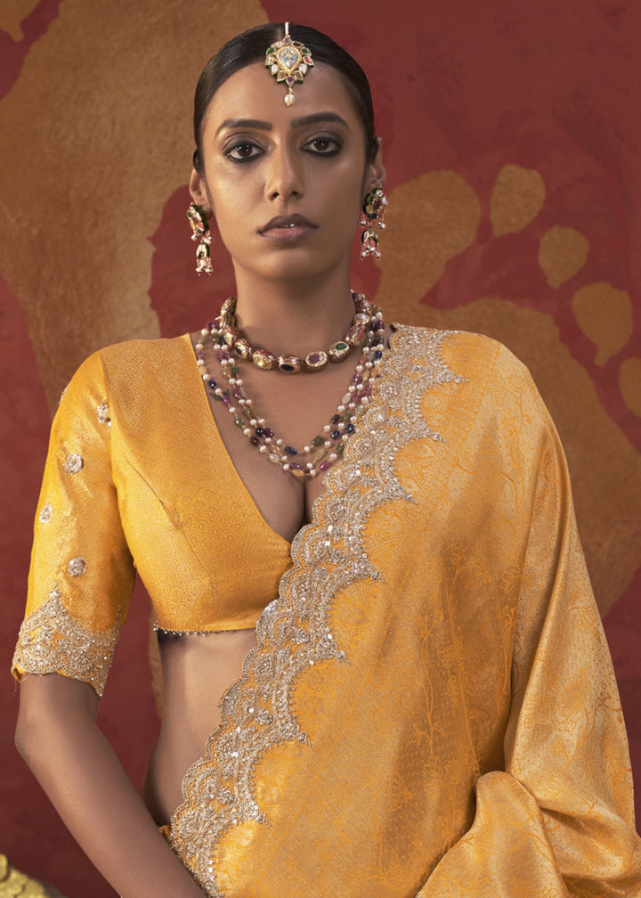 Amber Orange Viscose Silk Saree with Refined Woven Artistry