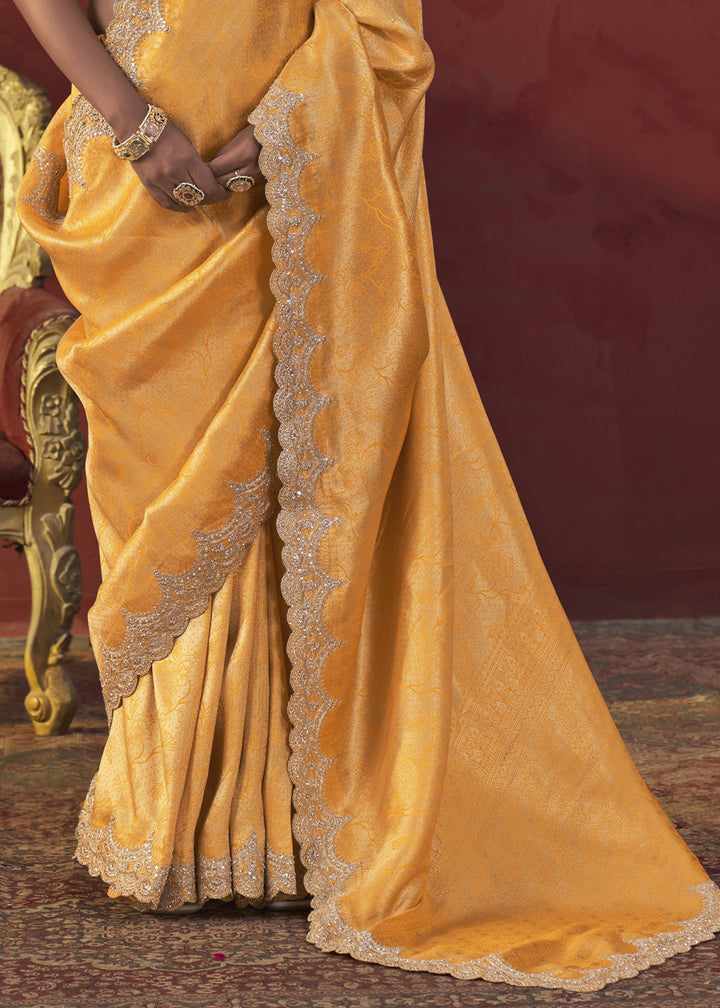 Amber Orange Viscose Silk Saree with Refined Woven Artistry