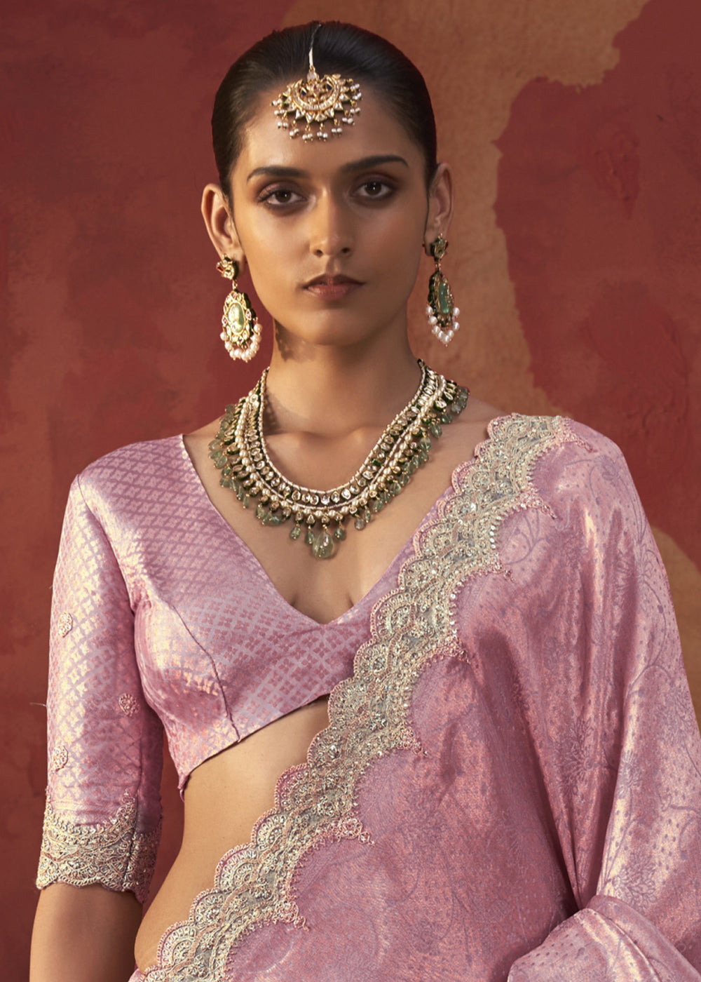 Pinkish Purple Viscose Silk Saree with Refined Woven Artistry