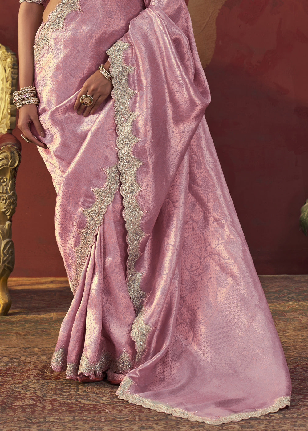 Pinkish Purple Viscose Silk Saree with Refined Woven Artistry