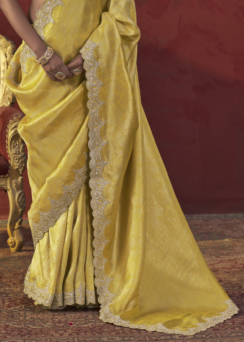 Light Yellow Viscose Silk Saree with Refined Woven Artistry