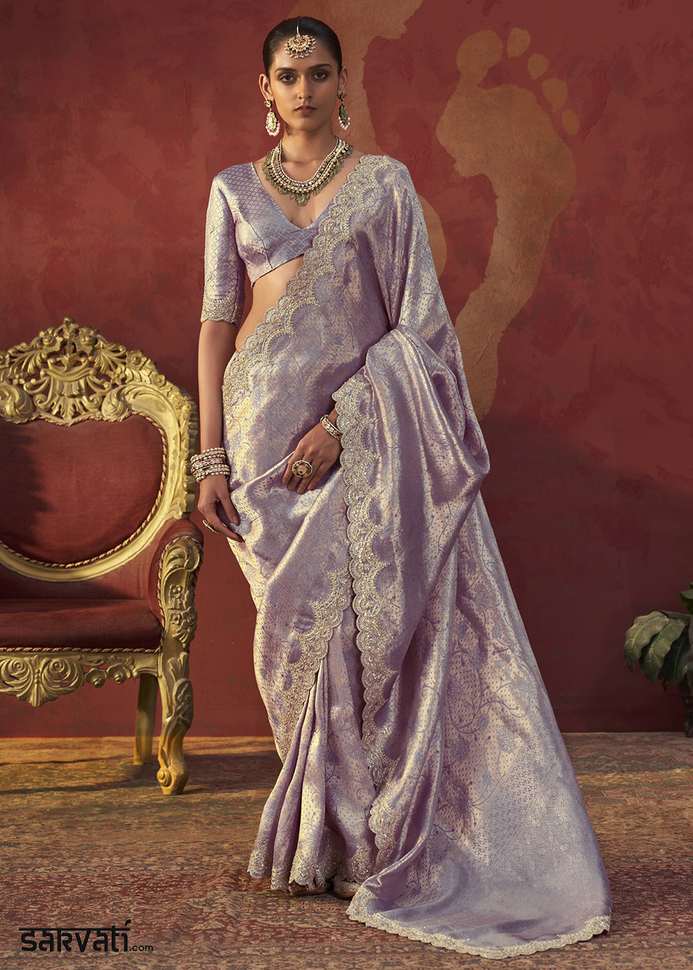Periwinkle Purple Viscose Silk Saree with Refined Woven Artistry