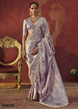 Periwinkle Purple Viscose Silk Saree with Refined Woven Artistry