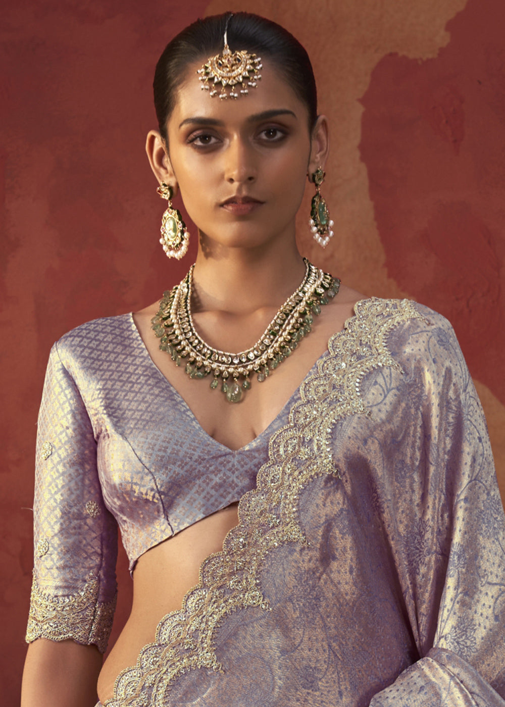 Periwinkle Purple Viscose Silk Saree with Refined Woven Artistry