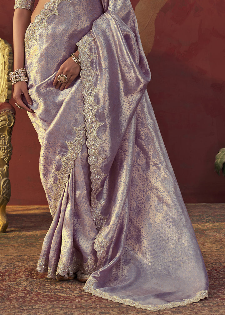 Periwinkle Purple Viscose Silk Saree with Refined Woven Artistry