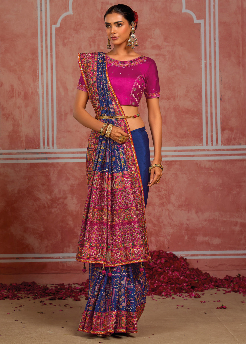 Royal Blue Banarasi Silk Saree with Exquisite Kachhi Hand Embroidery