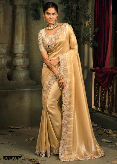 Light Brown Contemporary Kanjivaram Silk Saree with Luxe Detailing