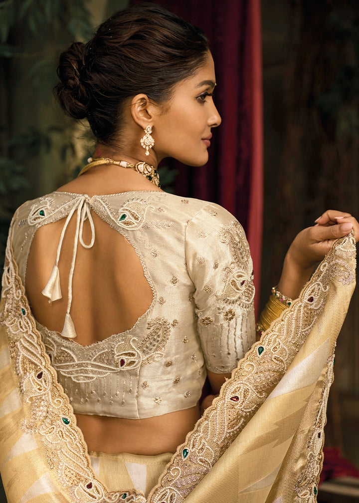 Light Brown Contemporary Kanjivaram Silk Saree with Luxe Detailing