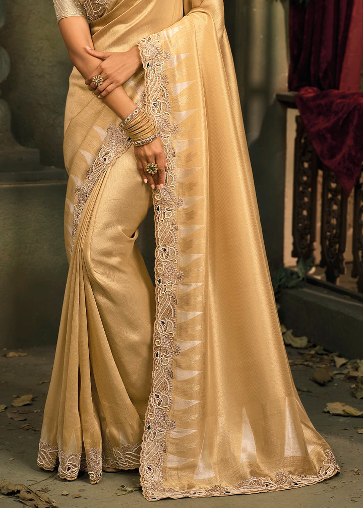 Light Brown Contemporary Kanjivaram Silk Saree with Luxe Detailing