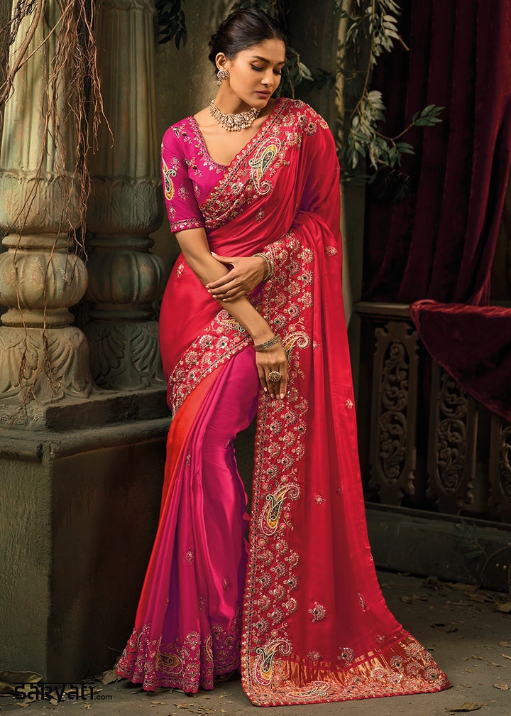 Shades Of Pink Contemporary Kanjivaram Silk Saree with Luxe Detailing