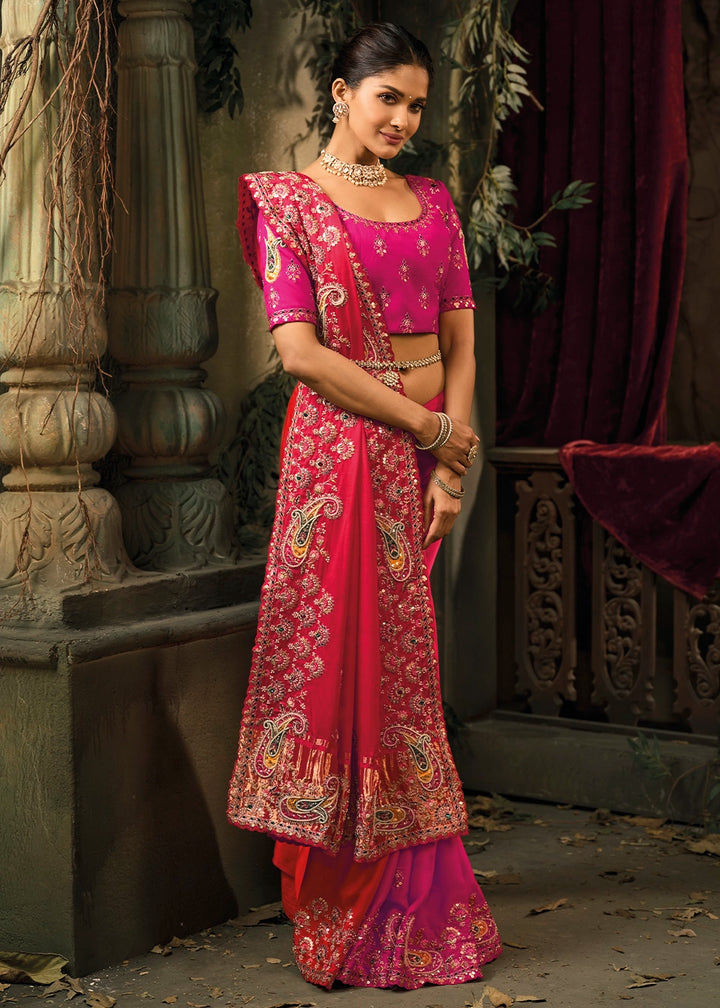 Shades Of Pink Contemporary Kanjivaram Silk Saree with Luxe Detailing