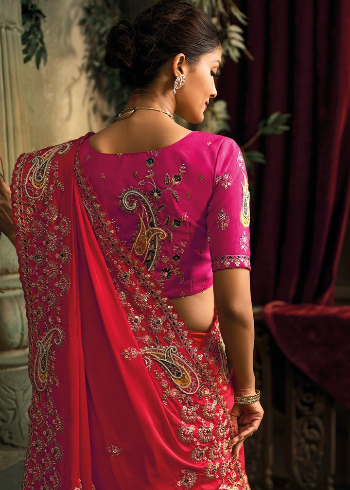 Shades Of Pink Contemporary Kanjivaram Silk Saree with Luxe Detailing