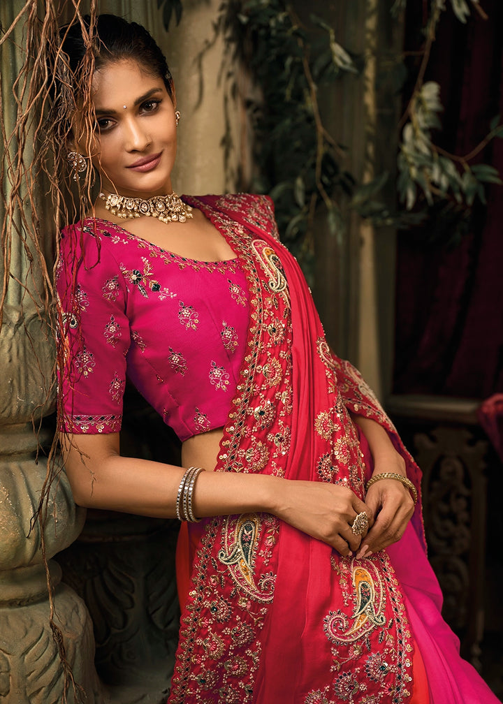 Shades Of Pink Contemporary Kanjivaram Silk Saree with Luxe Detailing