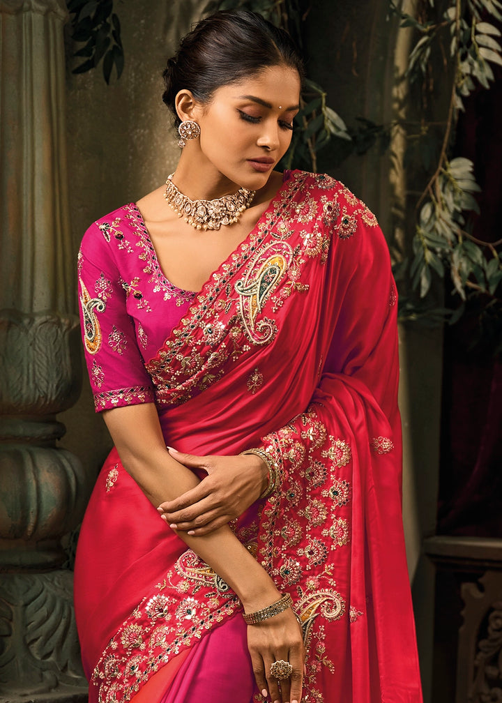 Shades Of Pink Contemporary Kanjivaram Silk Saree with Luxe Detailing