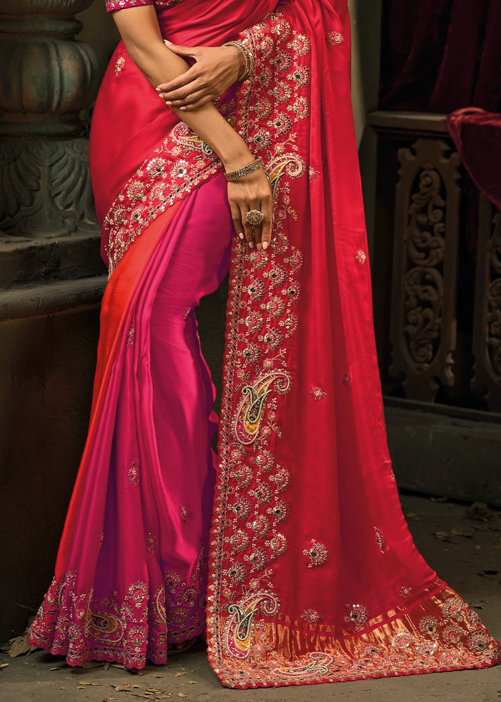 Shades Of Pink Contemporary Kanjivaram Silk Saree with Luxe Detailing
