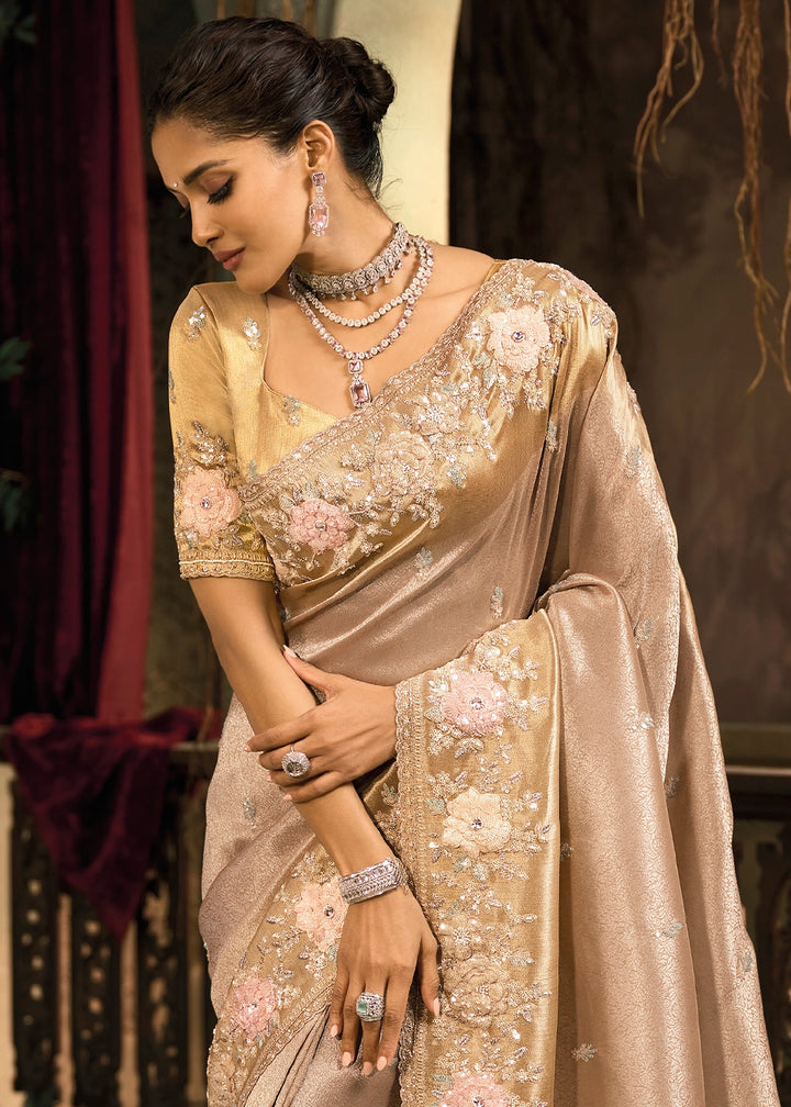 Shades Of Brown Contemporary Kanjivaram Silk Saree with Luxe Detailing