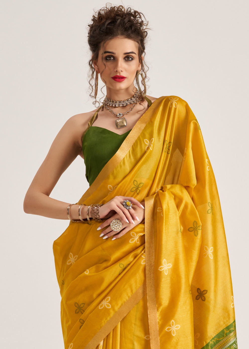 Canary Yellow Ethnic Patola Silk Saree with Fine Artisanal Weaving