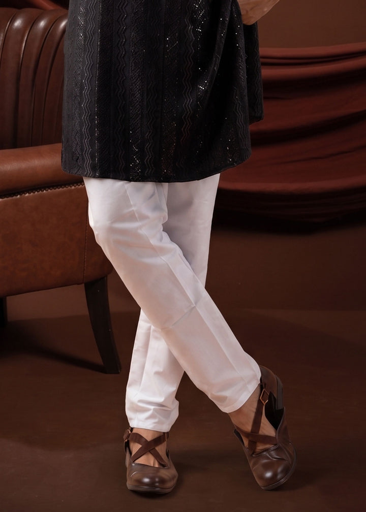 Rich Black Rayon Kurta with Shimmering Sequin Work