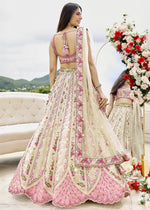 Parchment White Tissue Lehenga Choli with Handcrafted Floral & Sequin Work