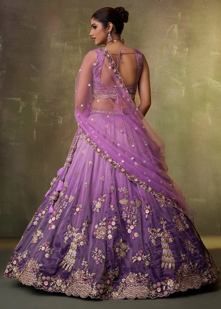 Shades Of Purple Tissue Embellished Lehenga Choli with Sequins Embroidery