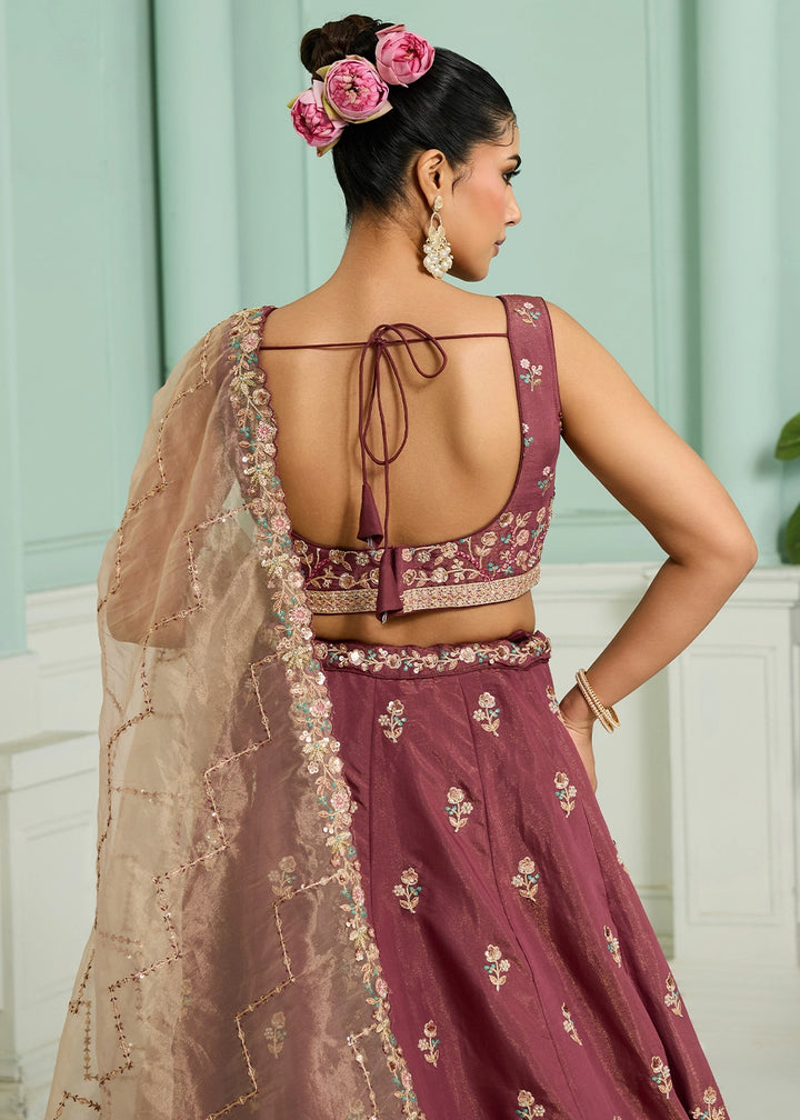 Maximum Red Purple Georgette Lehenga Choli with Handcrafted Floral & Sequin Work