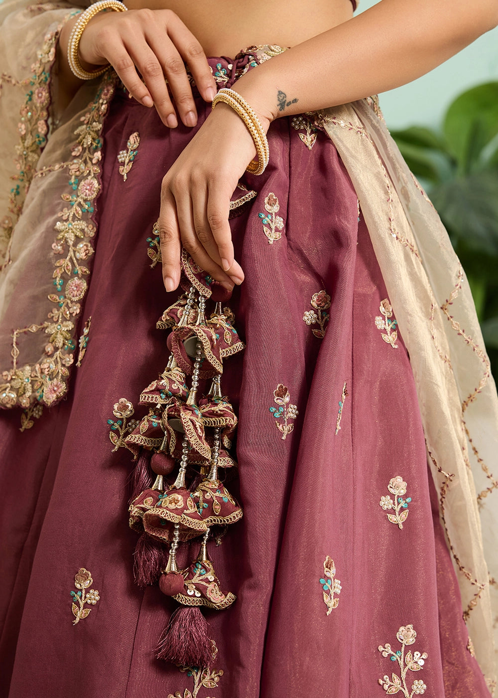 Maximum Red Purple Georgette Lehenga Choli with Handcrafted Floral & Sequin Work