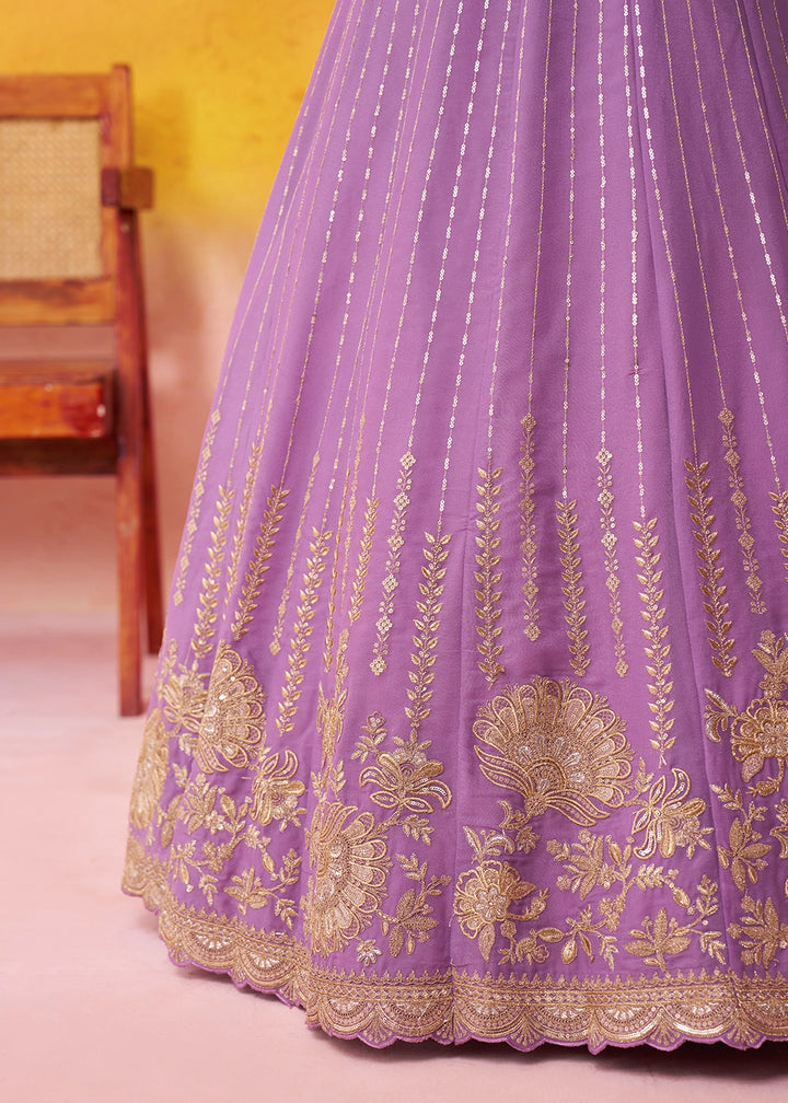 Wisteria Purple Tissue Silk Embellished Lehenga Choli with Sequins Embroidery