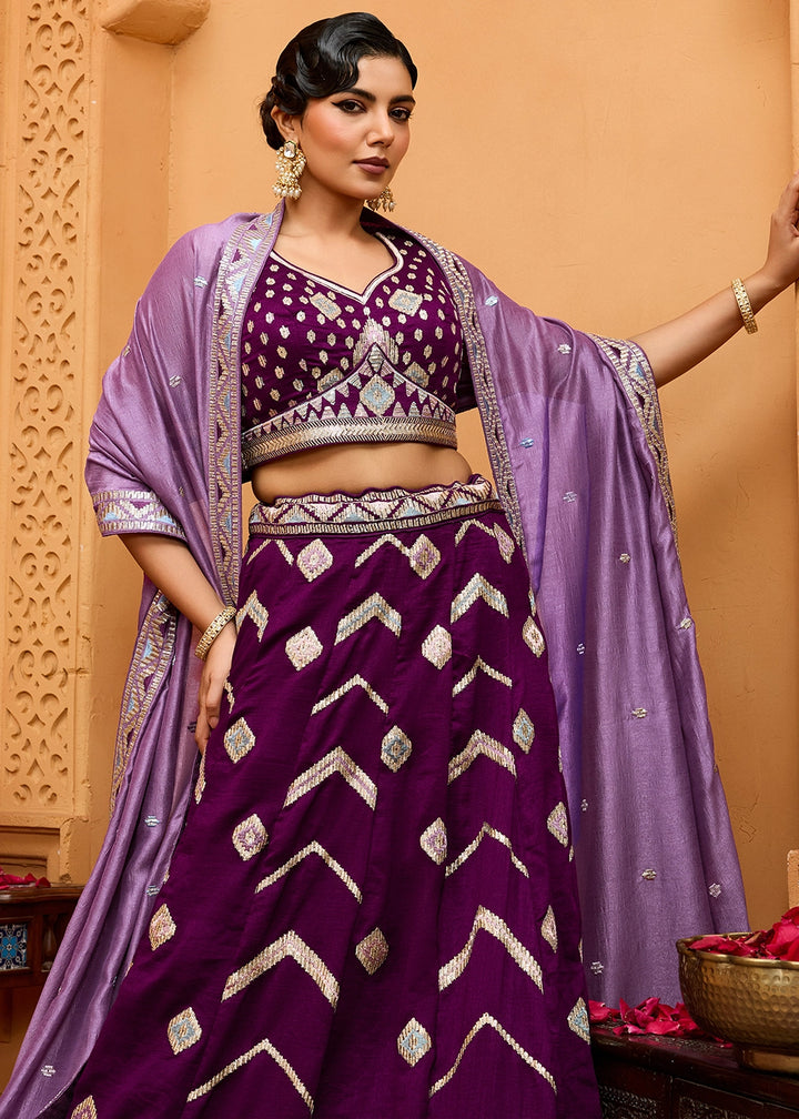 Lollipop Purple Silk Lehenga Choli with Sequin Work