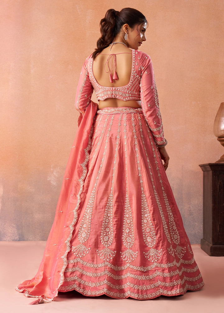 Rouge Pink Tissue Lehenga Choli with Beads & Sequins work