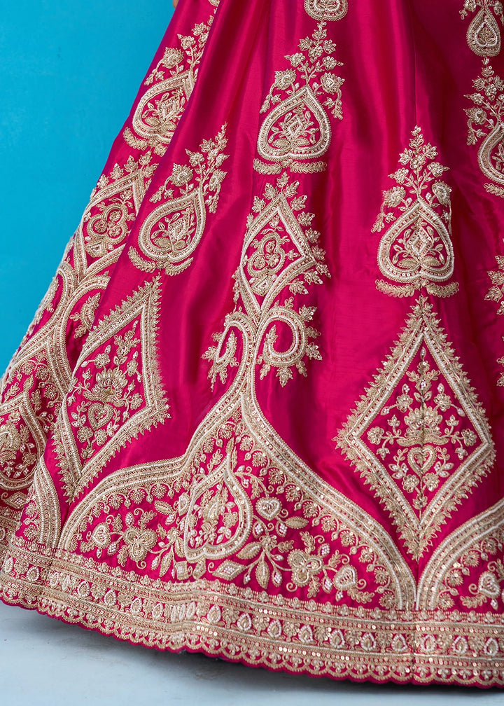 Magenta Pink Silk Lehenga Choli with Beads & Sequins work