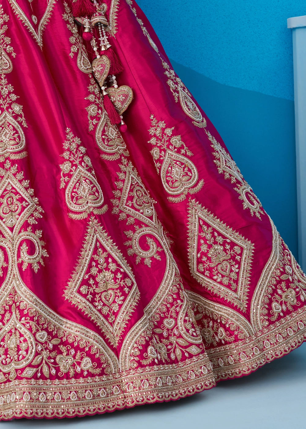 Magenta Pink Silk Lehenga Choli with Beads & Sequins work
