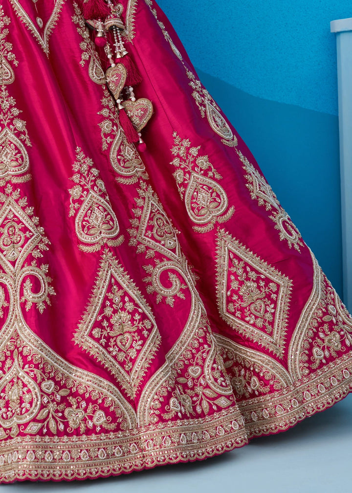 Magenta Pink Silk Lehenga Choli with Beads & Sequins work