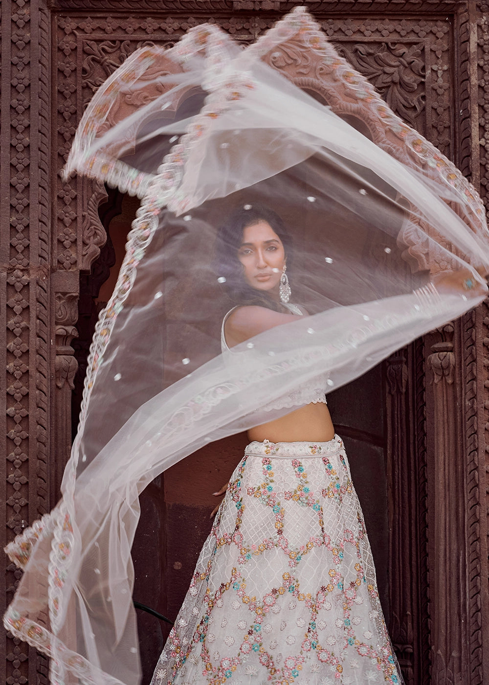 Daisy White Embroidered Net Lehenga Choli with Sequins Work