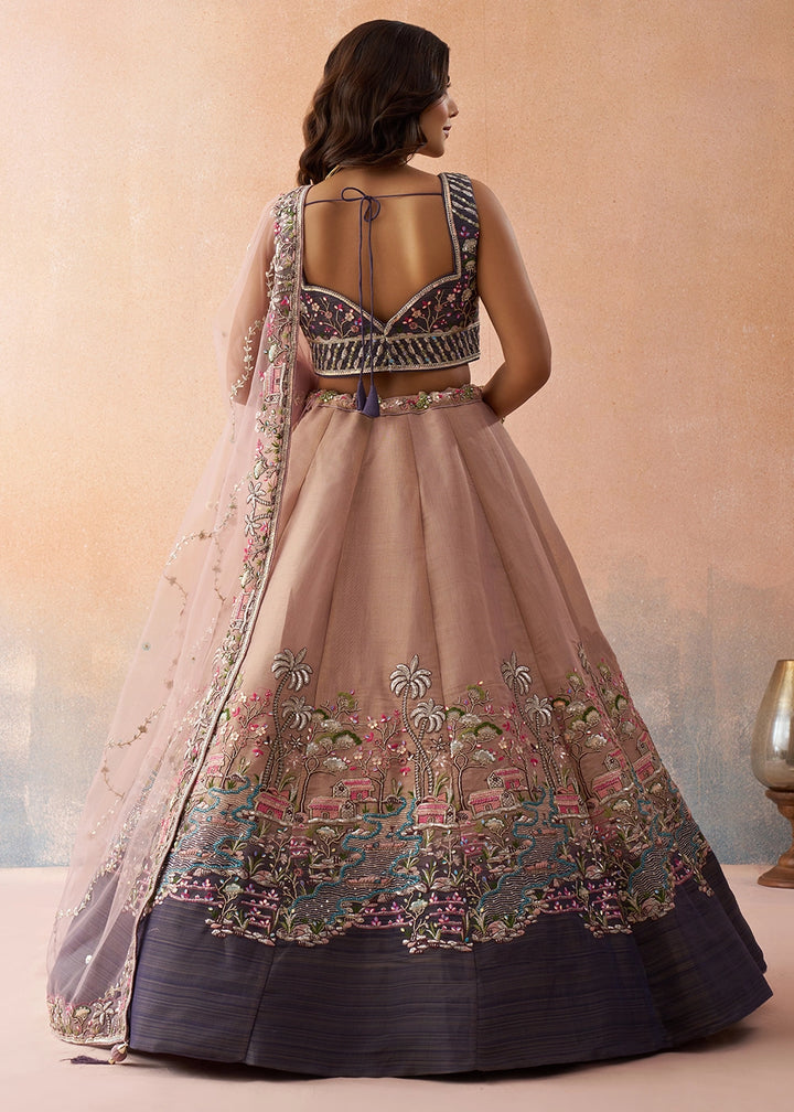 Shades Of Purple Net Lehenga Choli with Floral & Sequin Embroidery