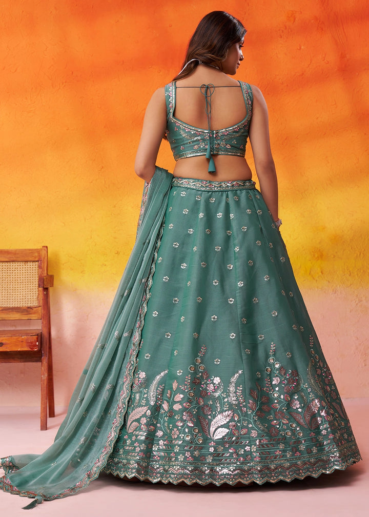 Castleton Green Organza Lehenga Choli with Thread and Sequin Detailing